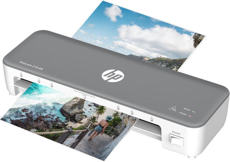 Plastifieuse hp onelam 270 a4 - format din a4 - plastification à chaud - format compact - 5 pièces - blanche