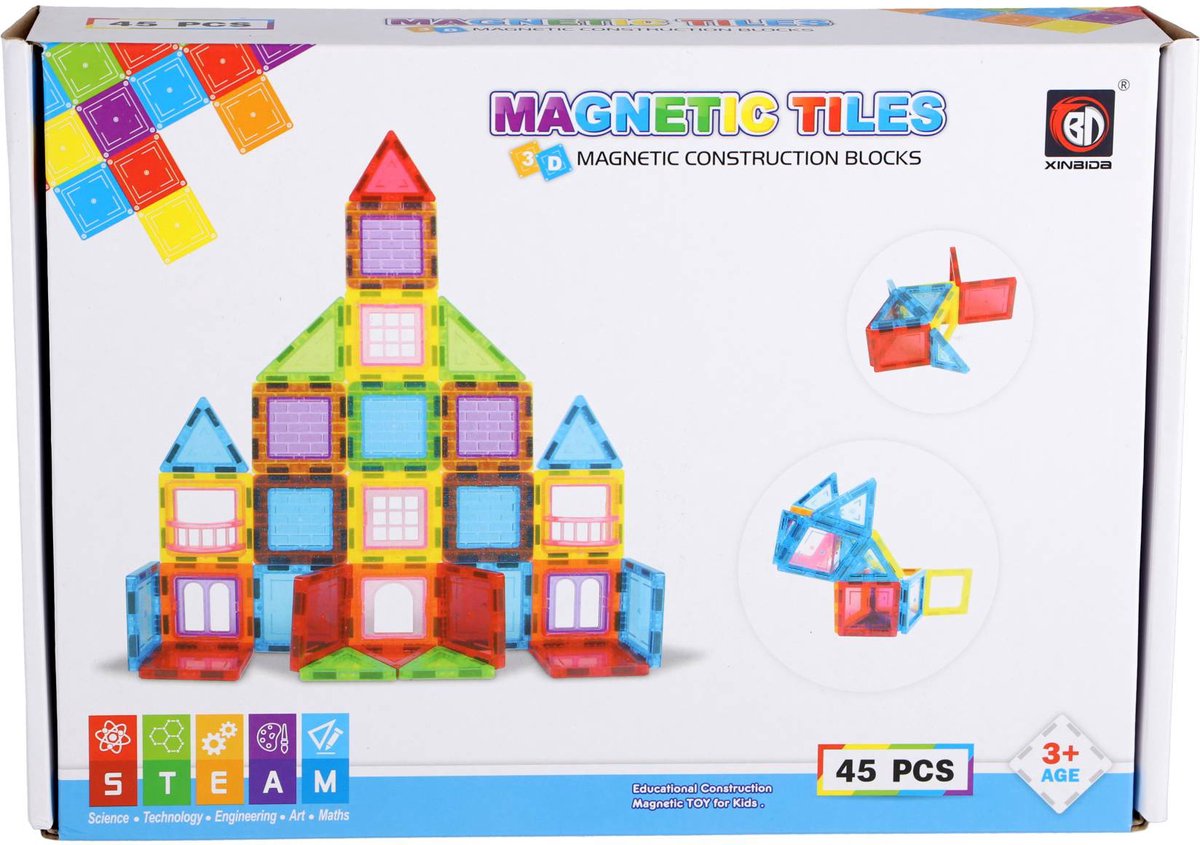 Carreaux magnétiques Science 45 pièces 6,5 cm
