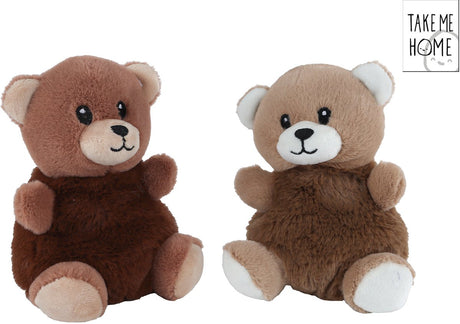 Peluche ours en peluche Take me home 14 cm marron détail brodé.