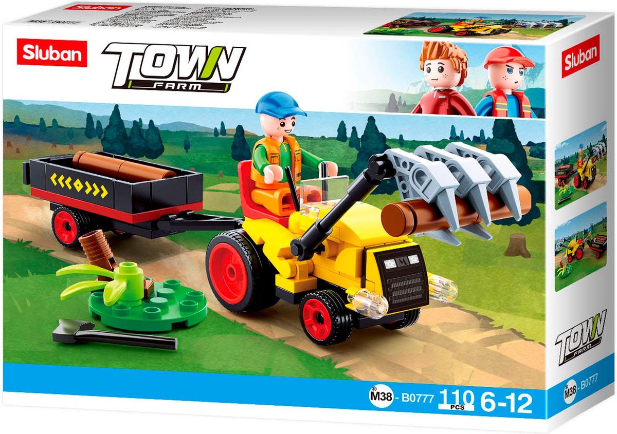 Tracteur agricole Sluban avec troncs d'arbres (m38-b0777)
