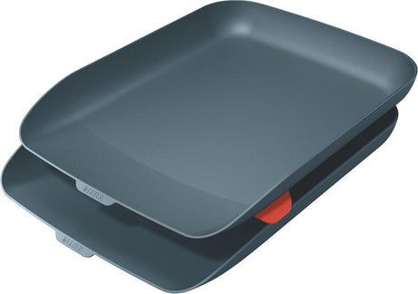 Leitz cosy lot de 2 corbeilles à courrier - corbeilles à courrier pour formats A4 et C4 - idéales pour le travail à domicile - gris velours