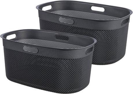 Panier à linge en filo Curver - 45l - lot de 2 pièces - anthracite