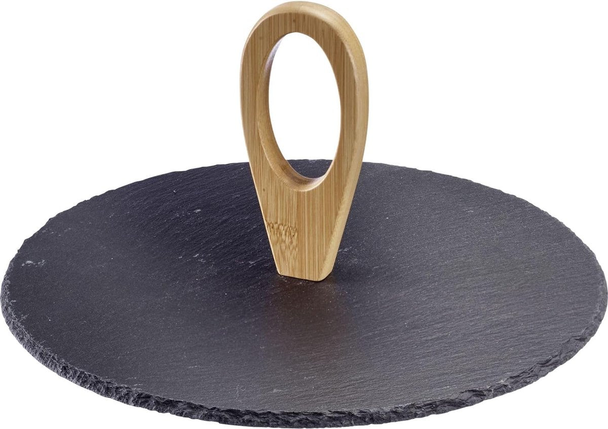 Plateaux de service Westmark tapas + friends - plateau de service élégant pour les collations et les amuse-gueules, idéal pour la table à manger ou le buffet, plateau revêtu - ardoise, ø 30 cm