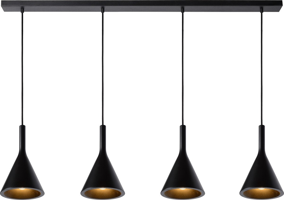 Lucide gipsy - lampe suspendue - 4xe27 - noir - japandi