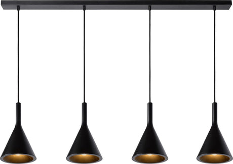 Lucide gipsy - lampe suspendue - 4xe27 - noir - japandi