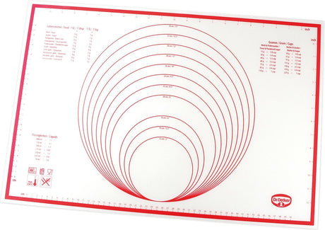 Dr. oetker 1923 planche à découper de cuisine rectangulaire silicone rouge, blanc