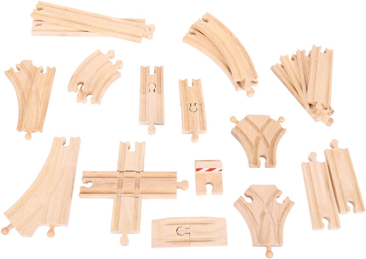 Jeu d'extensions de rails en bois Bigjigs, 25 pcs.