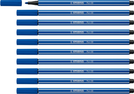 Stabilo pen 68 - feutre premium - bleu foncé - boîte de 10 pièces