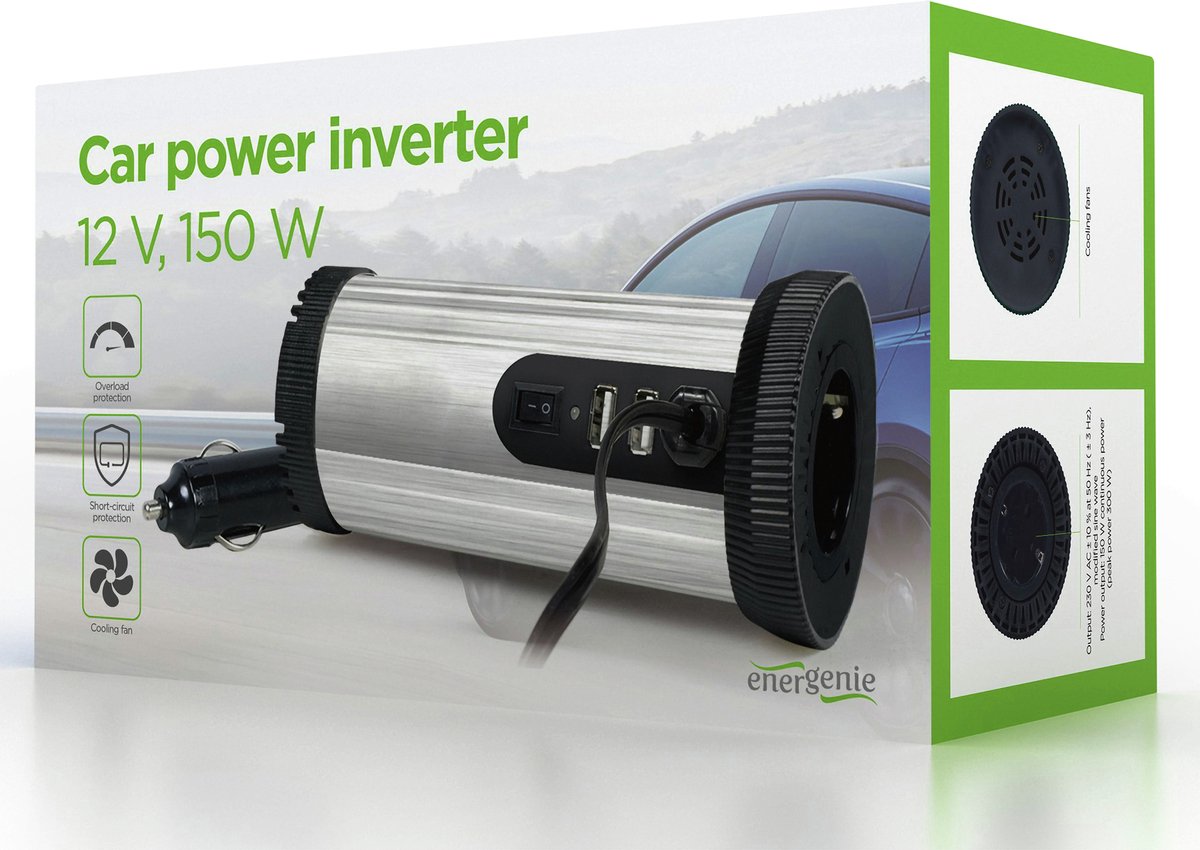 Energenie auto omvormer - input 11v - 15v - output 230v - 150 watt