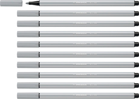 Stabilo pen 68 - feutre premium - gris clair - boîte de 10 pièces