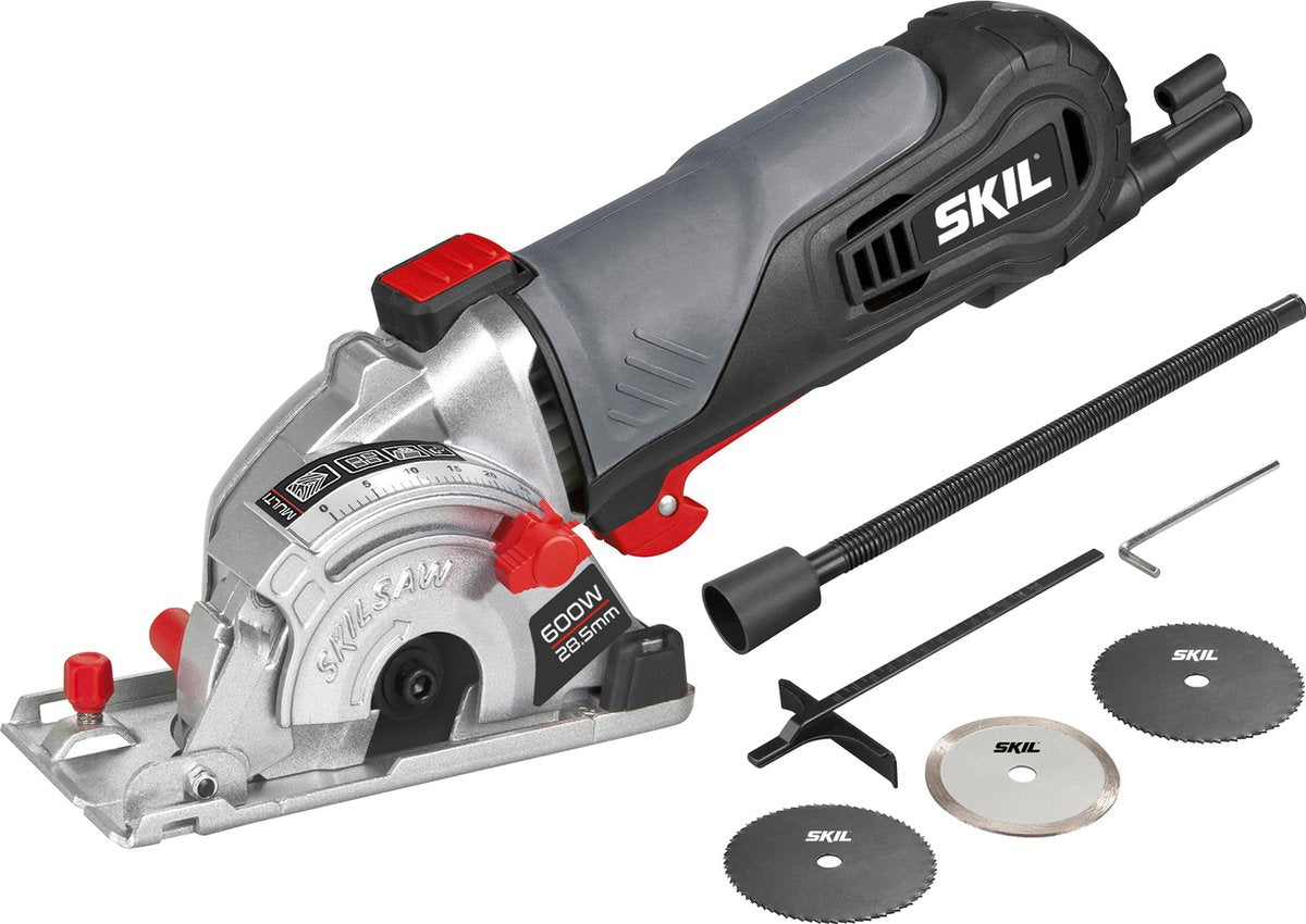 Scie multi-scie Skil 600w - scie à main électrique - scie circulaire - machine multi-scie compacte - guide de largeur - capacité de coupe 28,5 mm - avec 2x lames de scie 80 dents - 5330 AA