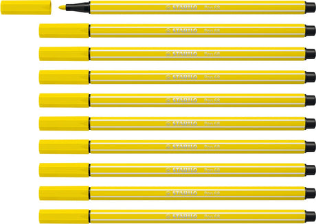Stabilo pen 68 - feutre premium - jaune citron - boîte de 10 pièces