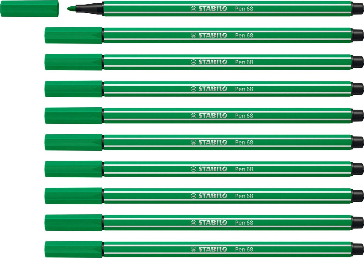Stabilo pen 68 - feutre premium - vert émeraude - boîte de 10 pièces
