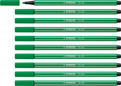 Stabilo pen 68 - feutre premium - vert émeraude - boîte de 10 pièces