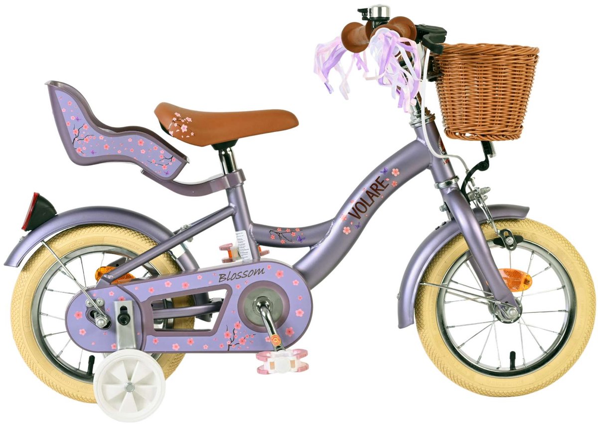Vélo pour enfants Volare Blossom - filles - 12 pouces - violet