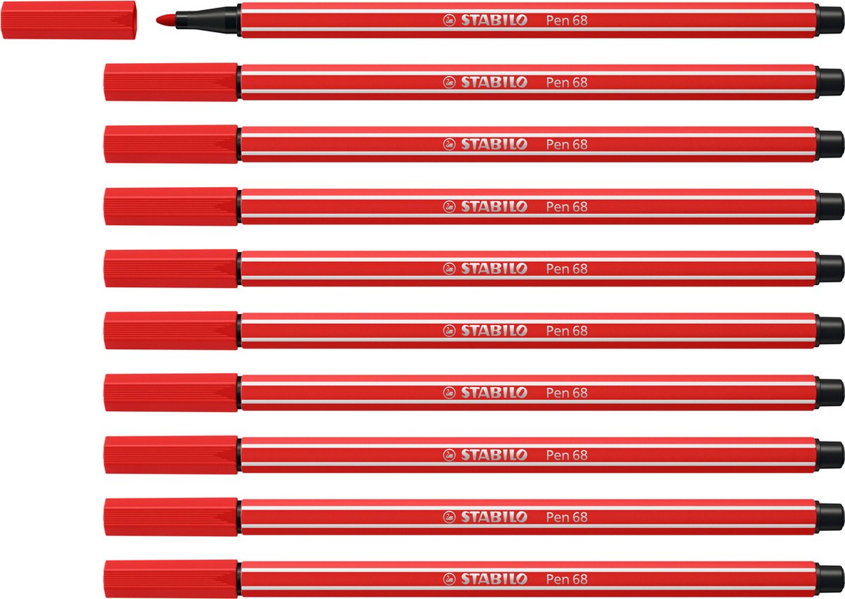 Stabilo pen 68 - feutre premium - rouge carmin - boîte de 10 pièces