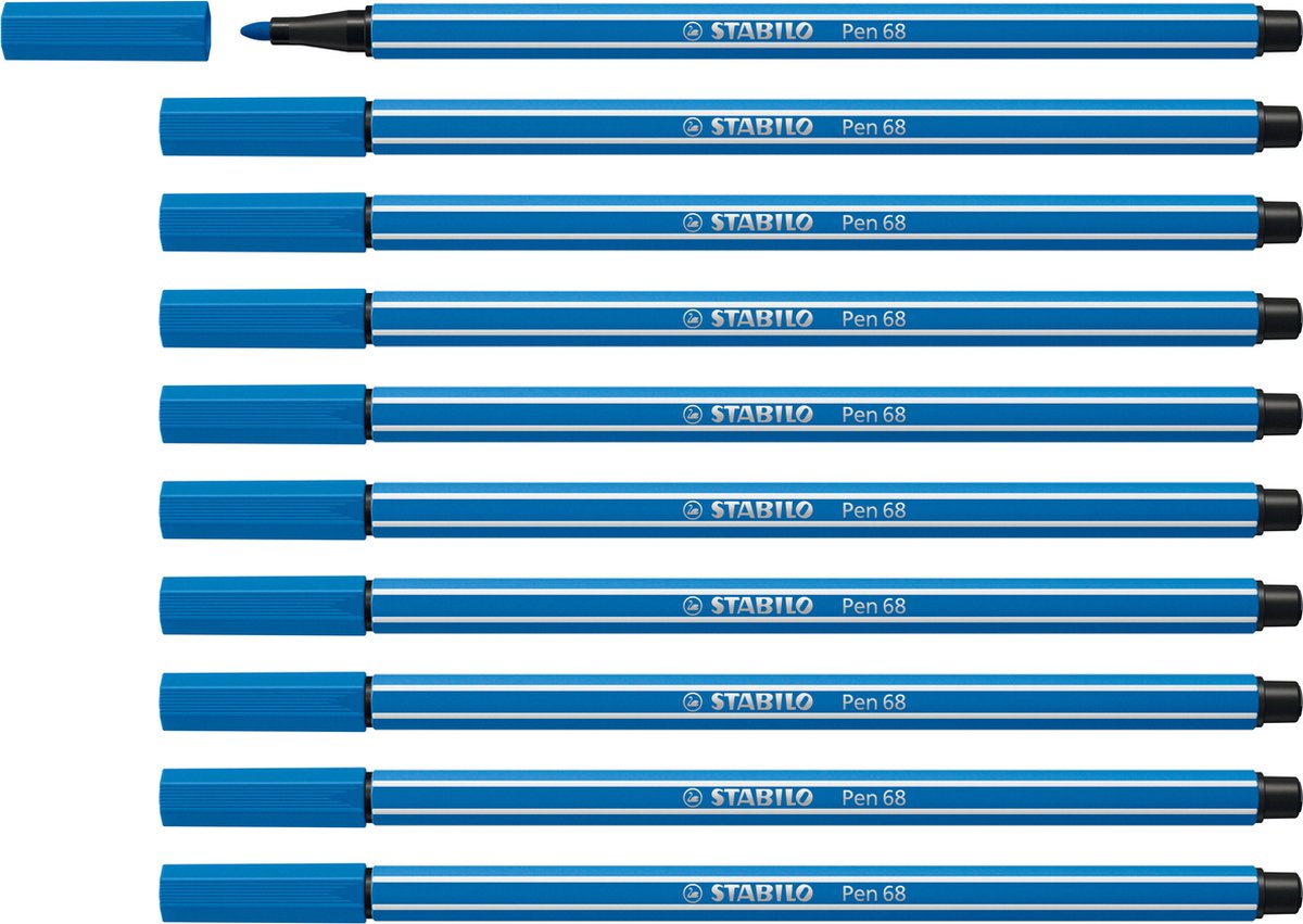Stabilo pen 68 - feutre premium - bleu outremer - boîte de 10 pièces