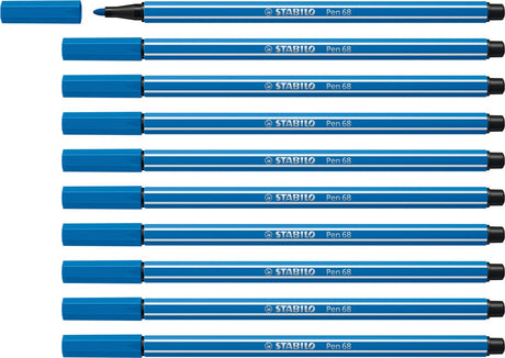 Stabilo pen 68 - feutre premium - bleu outremer - boîte de 10 pièces