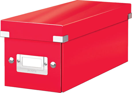 Leitz wow click store opbergdoos met deksel voor cd's - kartonnen sorteerdoos voor spullen - 84% gerecycled karton - 14.3 x 35.2 cm (bxd) - rood