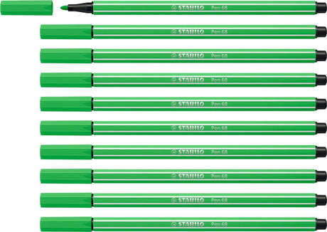 Stabilo stablio pen 68 - feutre premium - vert feuillu - boîte de 10 pièces