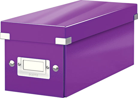 Leitz wow click store boîte de rangement avec couvercle pour CD - boîte de tri en carton pour articles - 84 % de carton recyclé - 14,3 x 35,2 cm (lxp) - idéale pour le bureau à domicile - violet