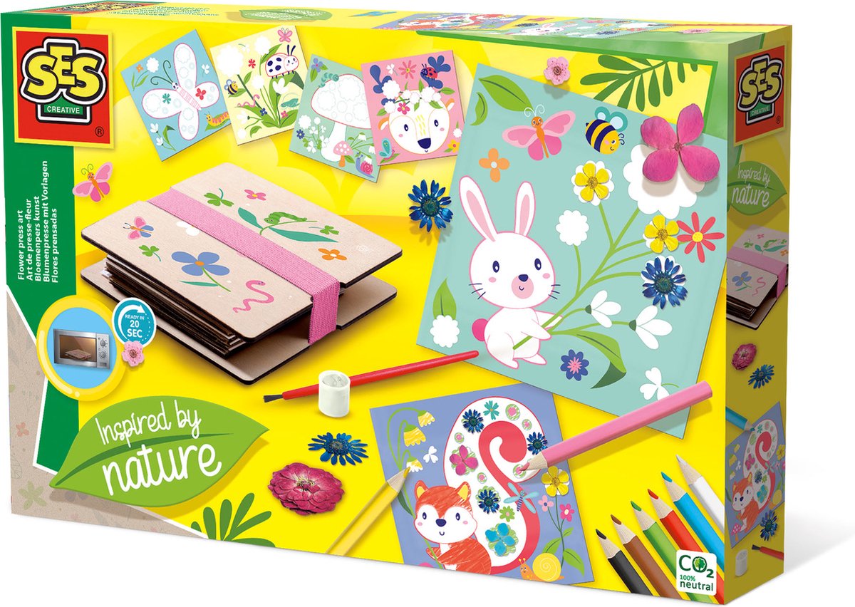Ses creative ses - flower press art - inspiré de la nature - fleurs séchées sans temps d'attente - au micro-ondes - avec cartes de couleurs