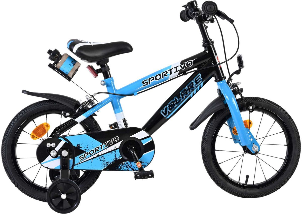 Vélo pour enfants Volare sportivo - garçons - 14 pouces - bleu noir - deux freins à main