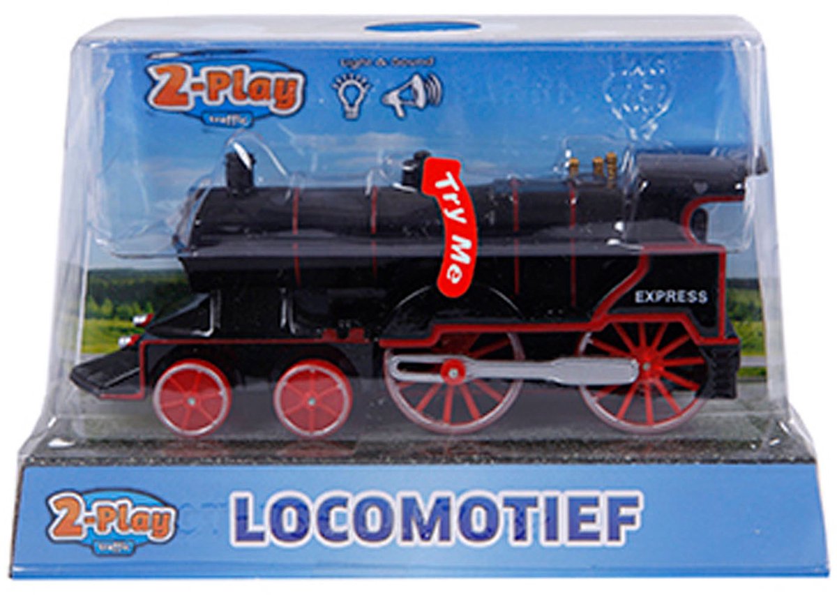Locomotive moulée sous pression à 2 jeux avec lumière et son, 14 cm