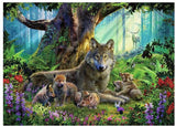 Ravensburger puzzle famille loup dans la forêt - 1000 pièces animaux.