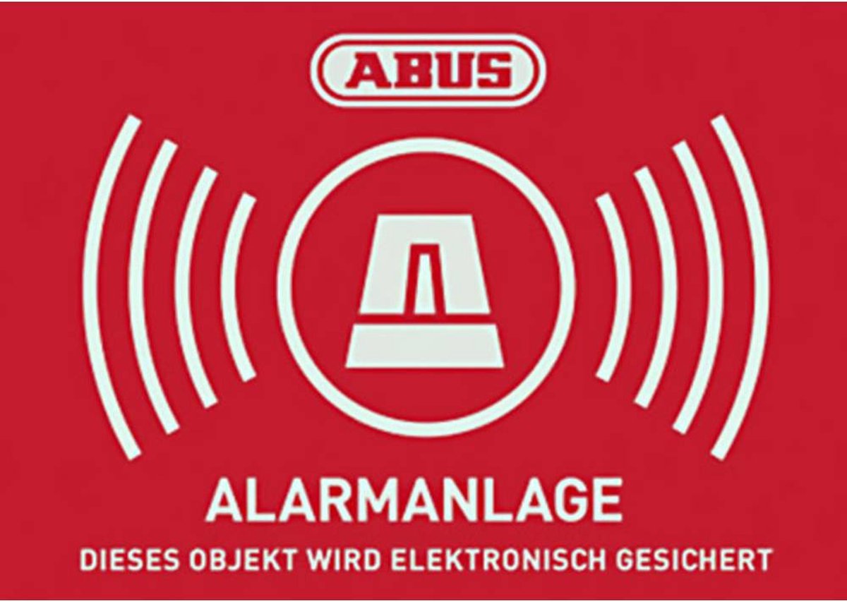 Abus au1423 autocollant d'avertissement langue du système d'alarme allemand (L x H) 74 mm x 52,5 mm