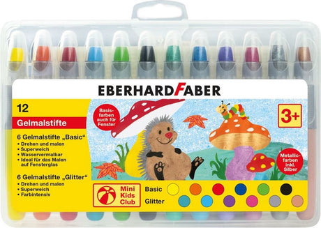 Crayons de couleur gel Eberhard faber - 12 pièces - dans une boîte en plastique - assortis - ef-529112
