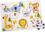 Puzzle à tenons en bois du monde classique, animaux sauvages, 7 pcs.