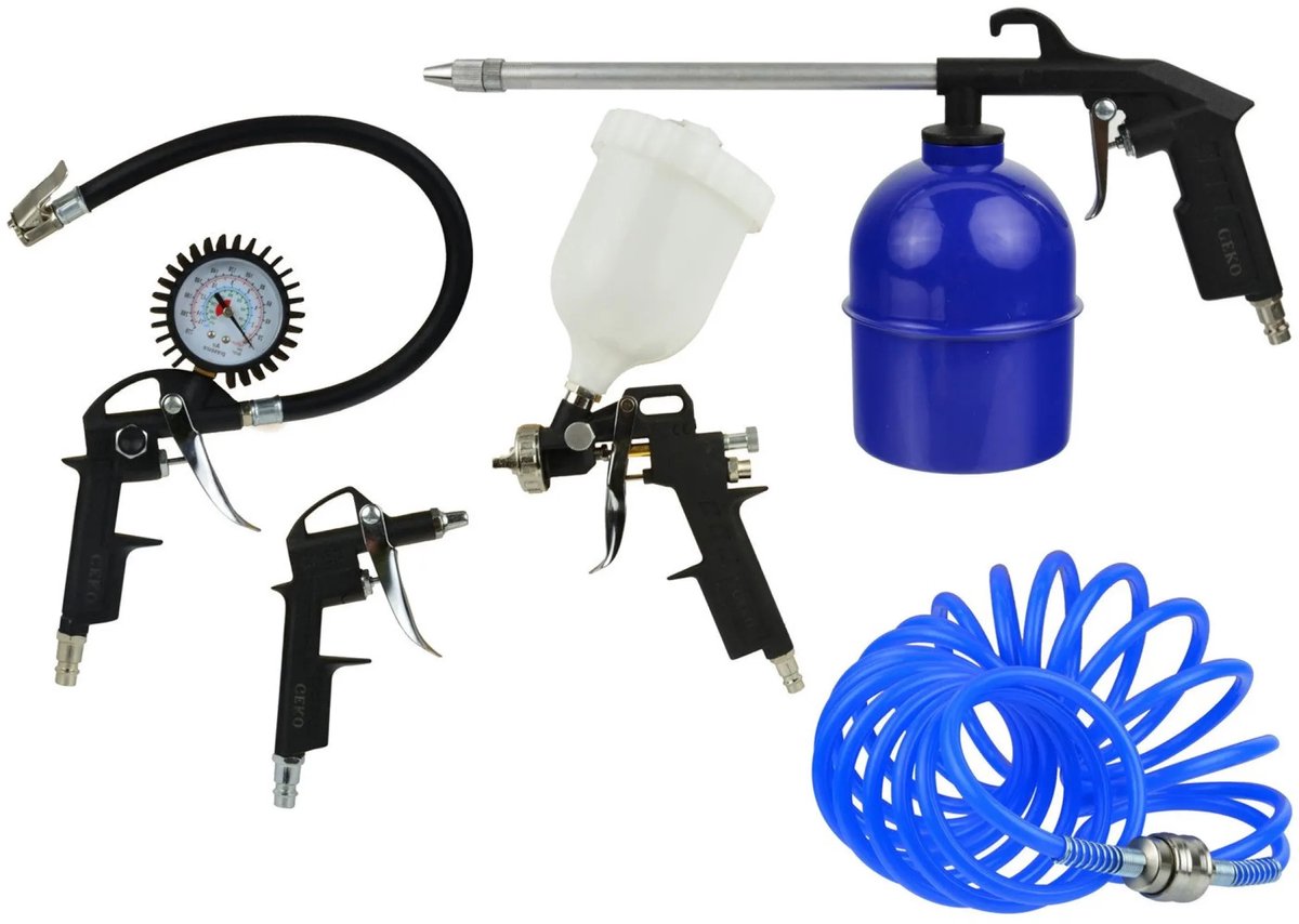Ensemble d'accessoires pour compresseur d'air Geko - 5 pièces - utilisation polyvalente