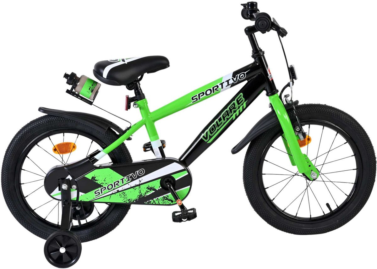Vélo enfant Volare sportivo - garçons - 16 pouces - vert noir