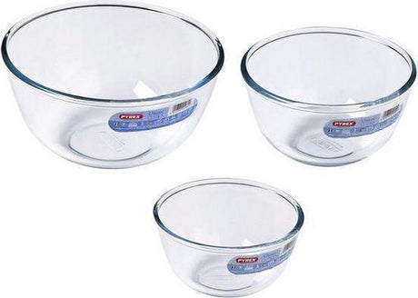 Bol à mélanger Pyrex classic prepware - verre borosilicate - lot de 3 pièces - 0,5 l 1 l 2 l
