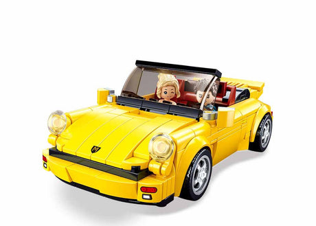 Sluban modelbricks Jouets de construction de voitures de sport jaunes allemandes pour enfants à partir de 8 ans - jouets de construction modélisme voiture de course - boîte de construction avec 290 blocs de construction et 2 figurines - m38-b1097