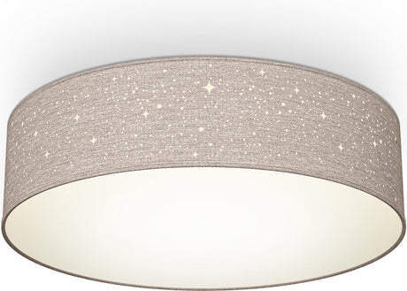 B.K.licht - plafonnier décoratif - avec effet ciel étoilé - lampe pour chambre d'enfant - taupe - rond - 2x culot E27 - ø38cm
