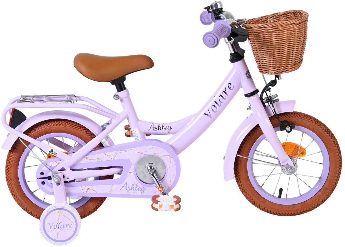 Vélo enfant Volare Ashley - filles - 12 pouces - lilas