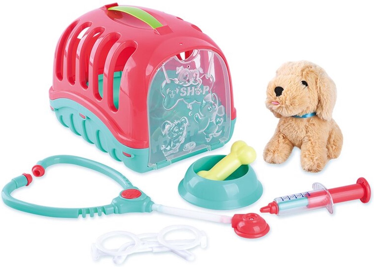 Cage de voyage pour animaux Playgo avec chiot en peluche - 7 pièces.