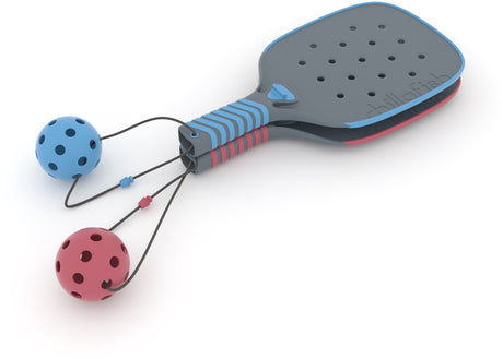 Set de pickleball Chillafish pour enfants à partir de 5 ans - bleu rouge - set avec 2 raquettes de pickle ball et 2 balles - poignée ergonomique antidérapante - raquettes à clipser - idéal pour s'amuser en plein air - modèle pickli