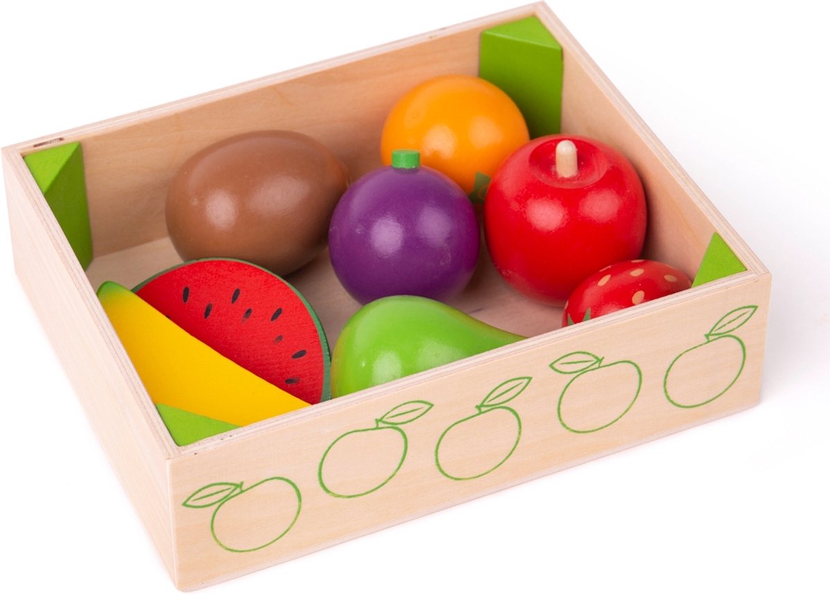Caisse Bigjigs avec des fruits