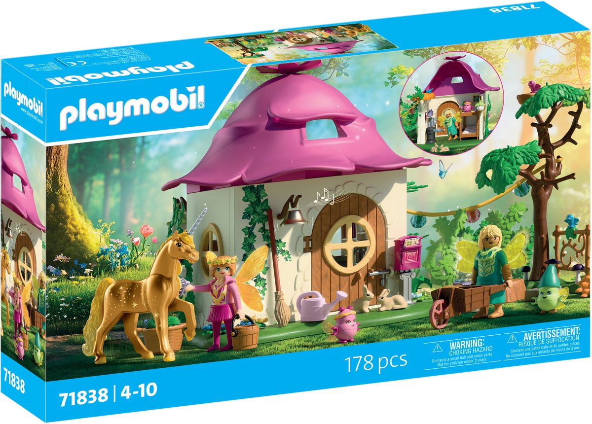 Playmobil licornes magiques - maison de fée avec licorne dorée et écurie - avec guirlande lumineuse pour des nuits magiques - 71838