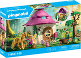 Playmobil licornes magiques - maison de fée avec licorne dorée et écurie - avec guirlande lumineuse pour des nuits magiques - 71838