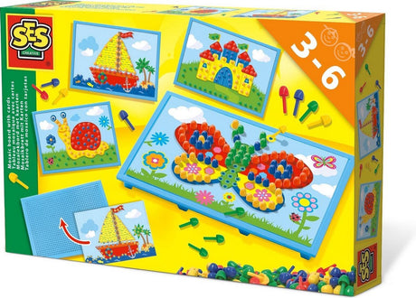 Ses creative - tableau mosaïque avec cartes - avec 100 épingles colorées et 4 cartes pour mosaïquer