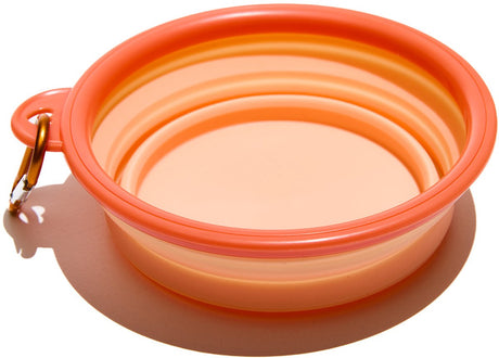 Bol à nourriture et à eau Muitomas - qualité alimentaire - pliable - taille compacte - mousqueton inclus - duvet de pêche