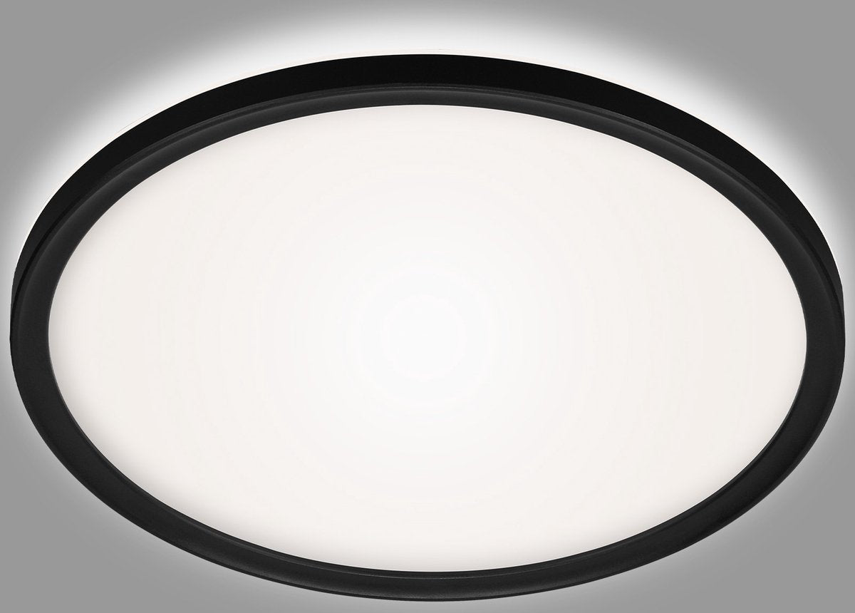 Briloner slim drip - éclairage de salle de bain LED - plafonnier de salle de bain - avec rétro-éclairage - ip44 - noir - ø29cm