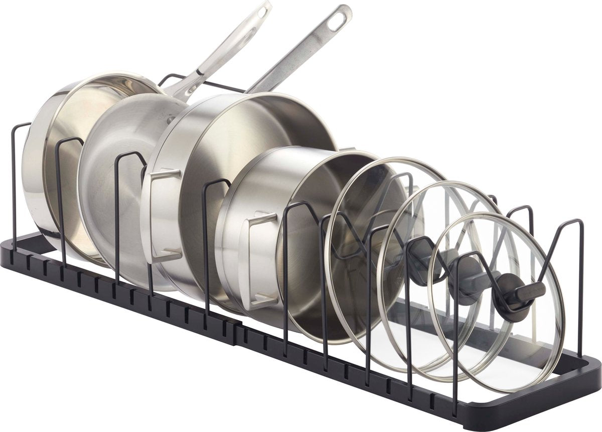 Organisateur d'armoires de cuisine Yamazaki pour casseroles et couvercles - tour - noir