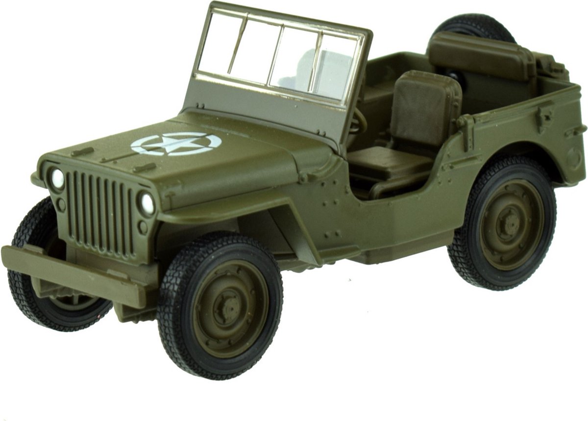 Welly Toys USA Army Jeep Car - Vert armée - Métal moulé sous pression - 11 cm - Modèle Willys