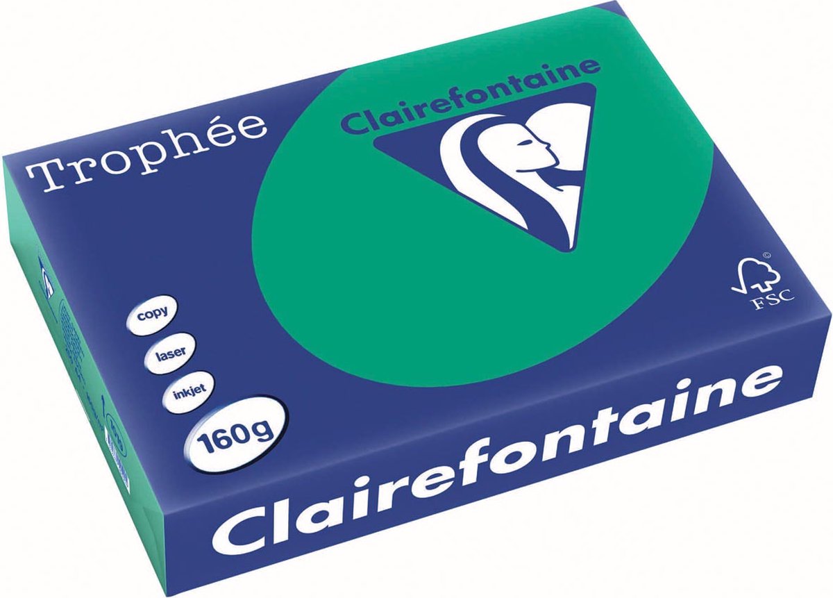 Clairefontaine trophée intense a4 vert sapin 160 g 250 feuilles