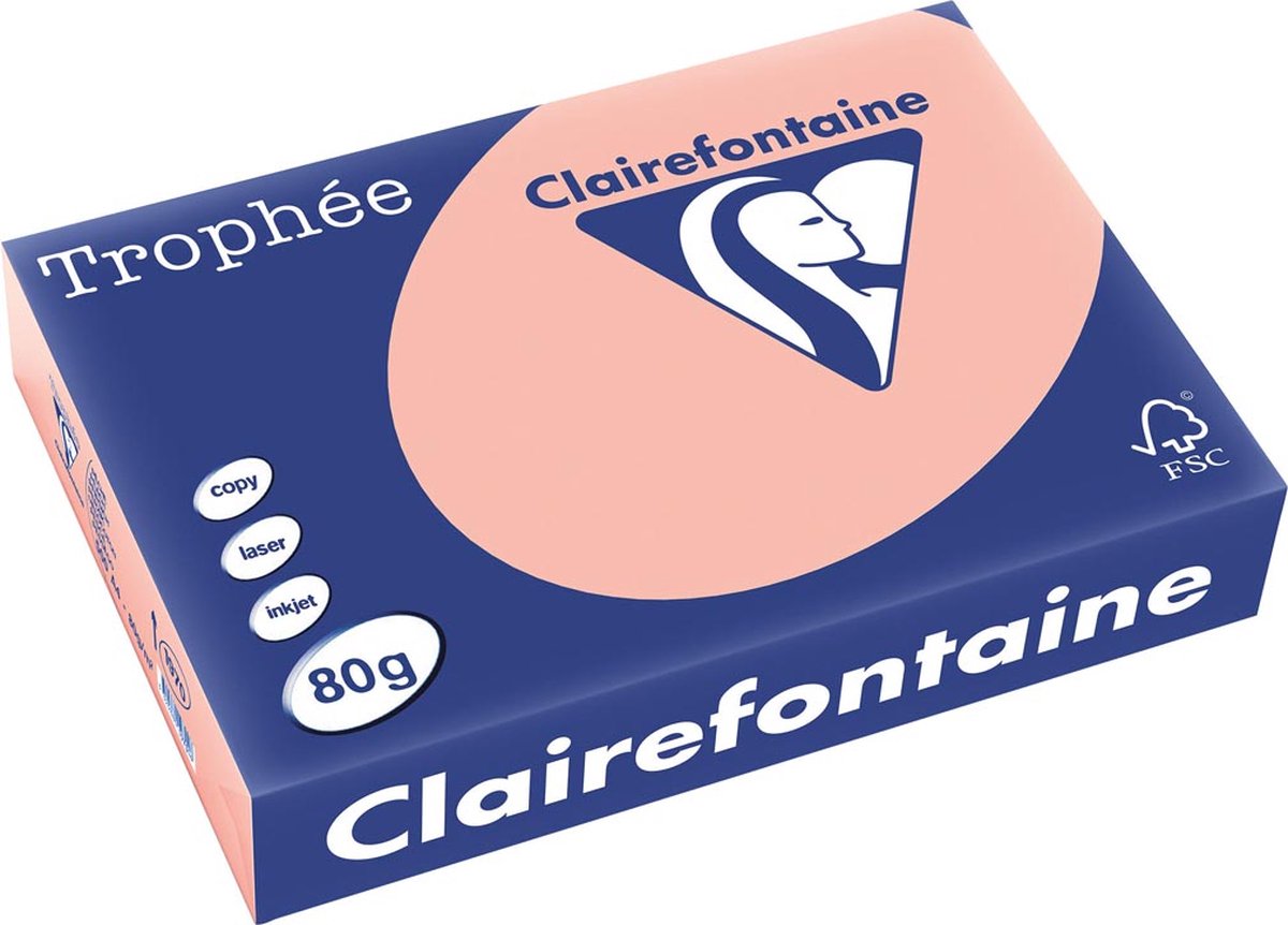 Papier coloré Clairefontaine trophée, a4, 80 g, 500 feuilles, pêche